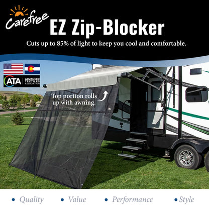 CAREFREE 701009ACD Black 10' x 9' Drop RV Awning EZ ZipBlocker