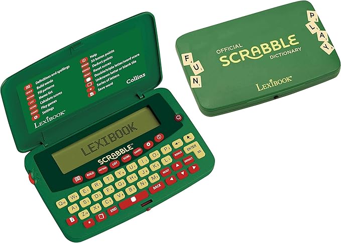 LEXiBOOK Scrabble Dictionary Build and Pattern Function 276 000 playable Words from Collins Dictionary Green/Red SCF-328AEN