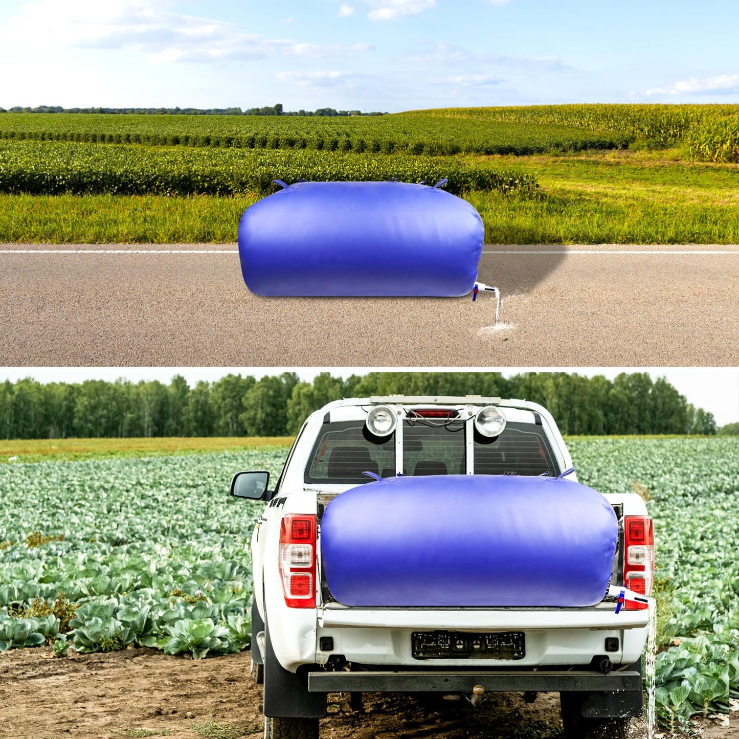 Water Storage Bladder Heavy Duty - Water Tank Foldable Water Storage Containers with Valve Soft Water Bag,Agricultural Water,Drought Resistance,Fire Prevention, Emergency Water, Blue
