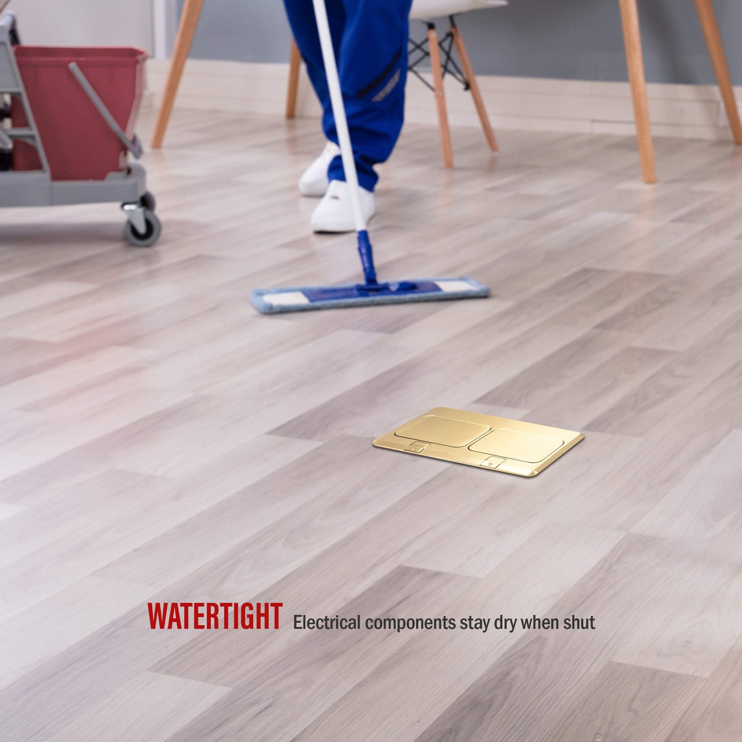 ENERLITES Dual Pop-Up Floor Box Kit, 8.68" X 4.81" Cover, 20A Tamper-Weather Resistant Receptacle Outlets, RJ45 Data Ports, Watertight Gasket, Corrosive Resistant Hardware, 662301-C-D, Brass