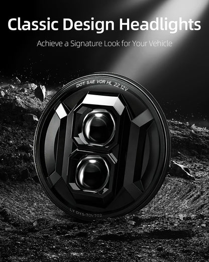 BESURE 2PCS New Anti-glare 7 Inch Round Led Headlights DOT Approved Compatible with Jeep Wrangler JK TJ LJ, C-hevy, M-iata & More, Hi/Low Beam Headlight Assembly, H6024 LED Headlight IP67 Waterproof