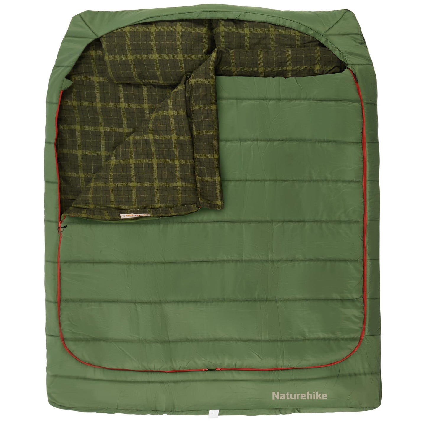 Naturehike Flannel Queen Size Double Sleeping Bag for Adults with Pillows, Doublewide Two Person Sleeping Bag for Couples & Whole Family, All Seasons for Camping, Hunting & Bedding