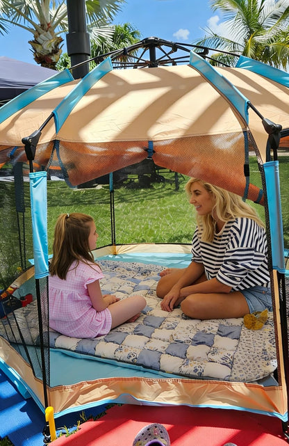 3 in 1 Easy Pop Up Beach Tent Sun Shelter, 5-Sec Setup Hands-Free Playpen with Mosquito Net, Adjustable Interior Sunshade, UPF 50+ Portable Foldable Tent for Kids, Pets & Outdoor Camping