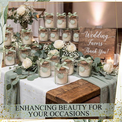 MTLEE 20 Sets Wedding Candle for Guests Sage Green Thank You Candles Gift Bulk Glass Jars Scented Soy Wax with Clear Gift Box for Sage Green Bridal Shower Housewarming Party Favors