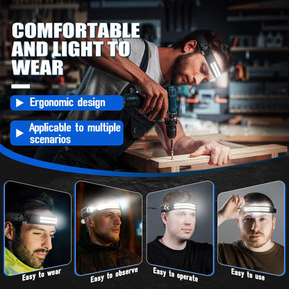 CCDobbs Rechargeable Headlamps 12 Pack, LED Headlight 230° Ultra Wide Beam, 6 Modes Waterproof Head Lamp, Hands-Free Forehead Light for Camping, Hiking, Running, Outdoor Gear