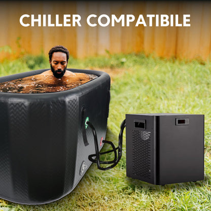 Recovery Tub – XL Inflatable Ice Bath for Cold Water Therapy & Muscle Recovery | Durable, Leak-Proof Cold Plunge Tub for Athletes | Ice Plunge Bath with Chiller Connections | Insulated Cover