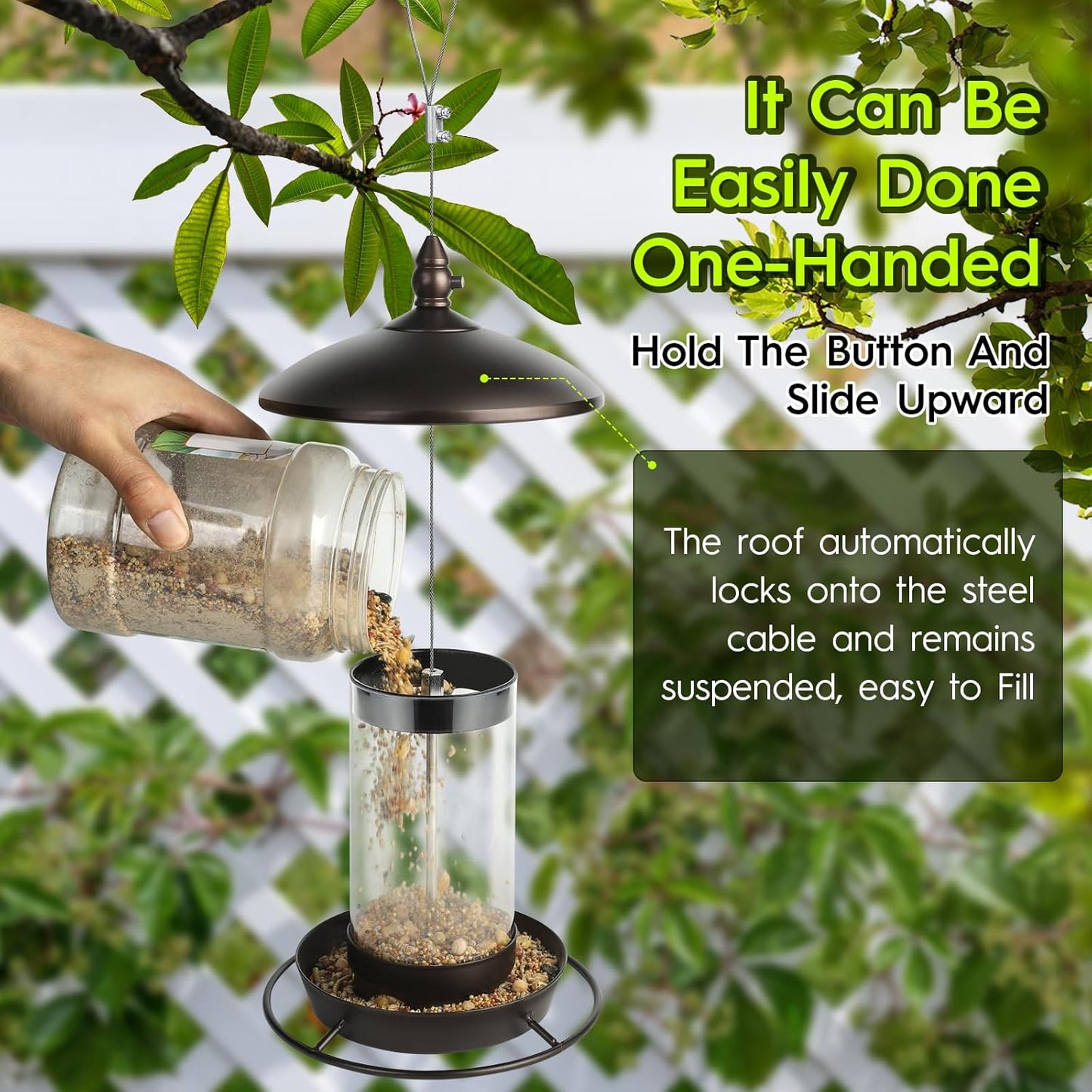 Youvip Metal Roof Bird Feeder - Chew-Proof Design for Outdoor Hanging | Bronze Finish
