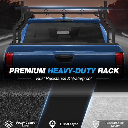 Ladder Rack for Truck Bed, Adjustable 46"-71" Width Heavy-Duty Truck Rack with E-Coating & Powder-Coated Finish, 1000LBS Capacity, No-Drilling Universal Fit for Kayaks Canoes Ladders Camping Gear