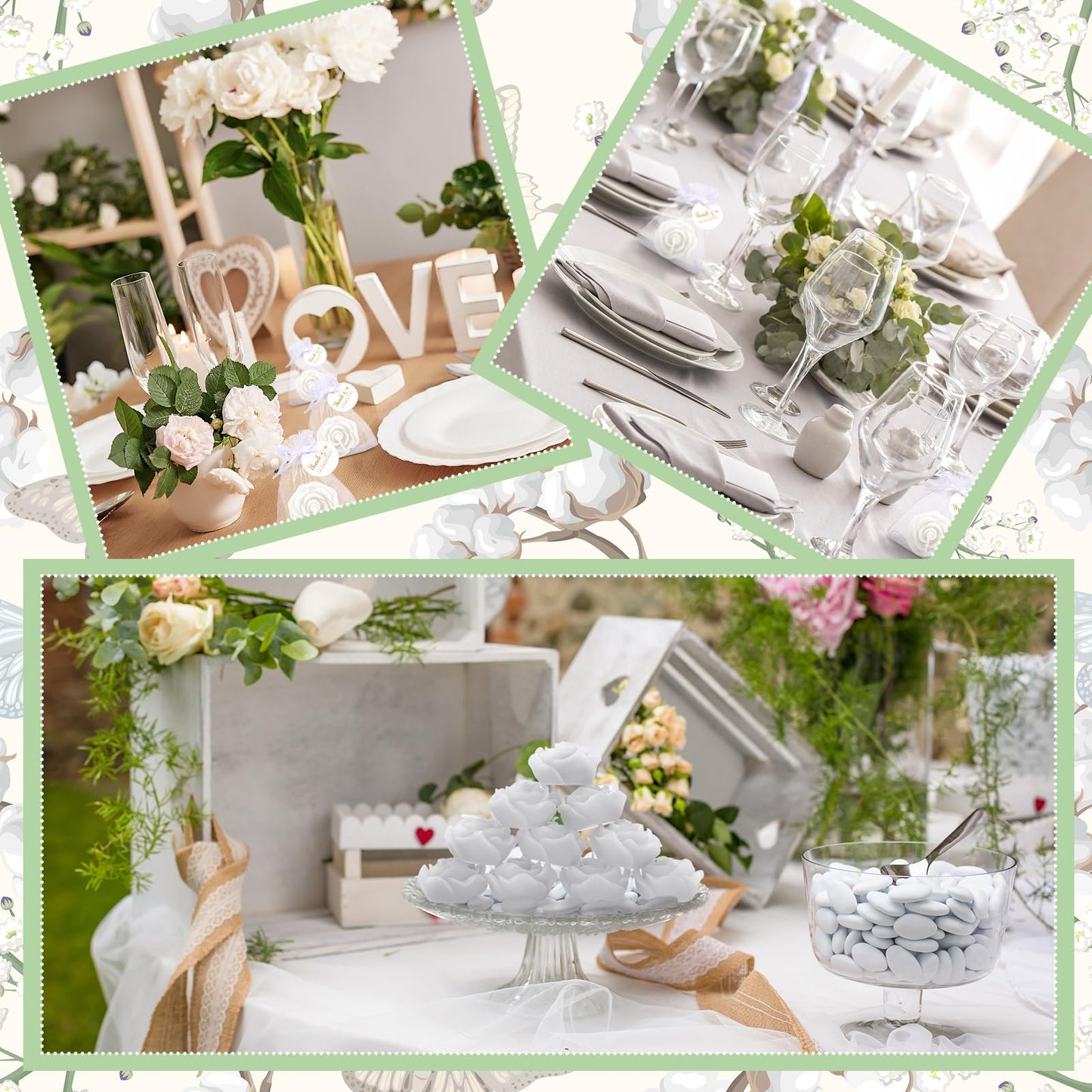 Treela 24 Set Flower Candles Wedding Favor for Guests Mini White Rose Shaped Tealight Candles for Return Gift Wedding Birthday Bridal Shower Housewarming Party