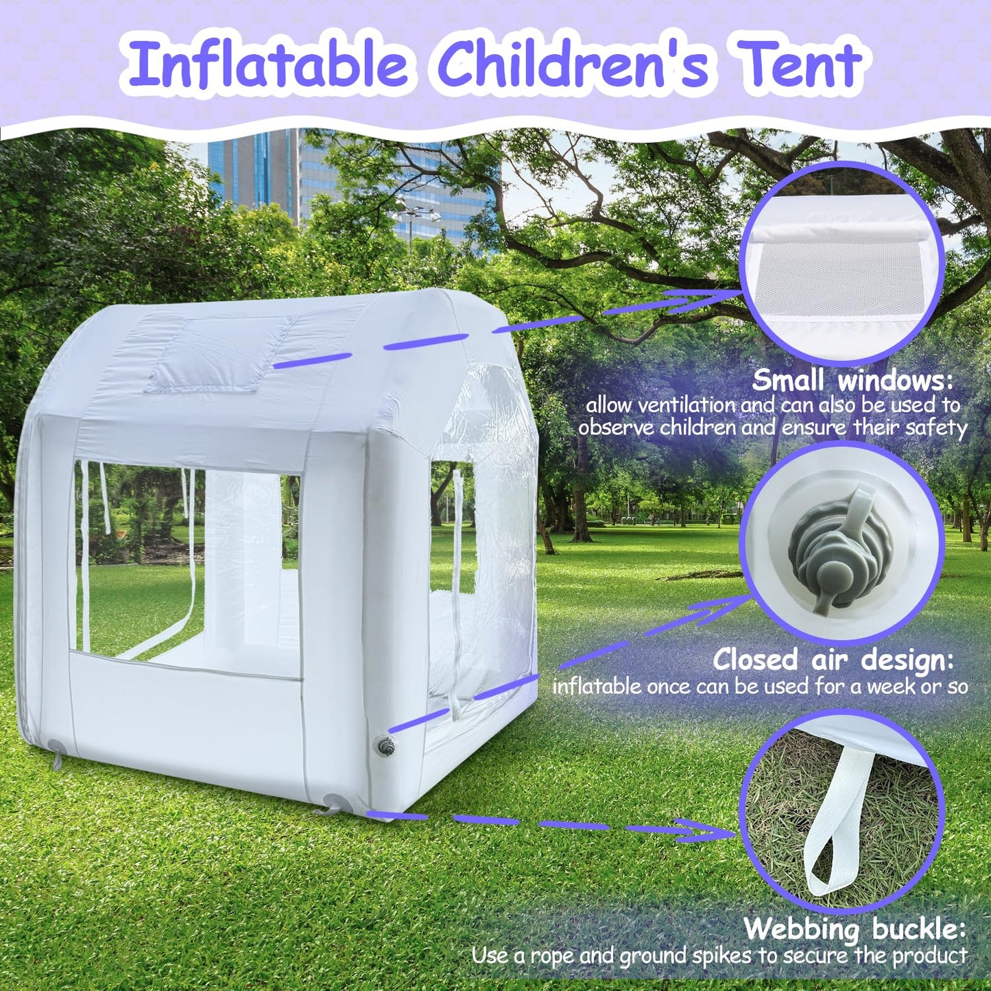 10ft Inflatable Bubble House Dome with Tunnel for Kids, Clear TPU Balloon Tent for Parties, Includes 450W Air Blower & 600W Air Pump