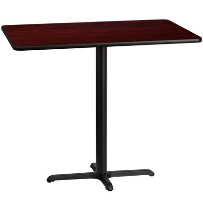 Flash Furniture Stiles 30'' x 48'' Rectangular Mahogany Laminate Table Top with 23.5'' x 29.5'' Bar Height Table Base
