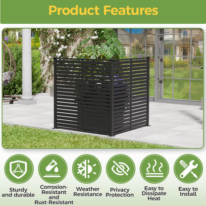 Diyfire Air Conditioner Fence Panels, 47" W X 48" H Pool Equipment Enclosure, No-Dig Outdoor Privacy Screen, Trash Can Enclosure, Decorative Garden Fences for Patio Lawn, Black