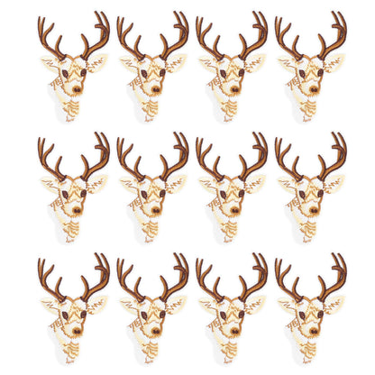 Fdit 12Pcs Delicate Sika Deer Head Patches Embroidered Cute Aesthetic Deer Embroidery Patches Iron on Patch Sew On Applique Patch Custom Backpack Patches for DIY Clothing Luggage
