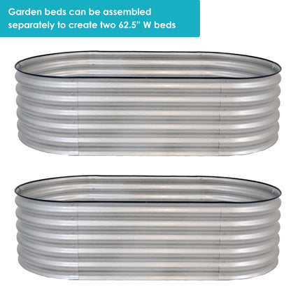 Sunnydaze 62.5-Inch Oval Raised Garden Bed Outdoor - Modular Raised Garden Bed with Rubber Edge Trim - Silver
