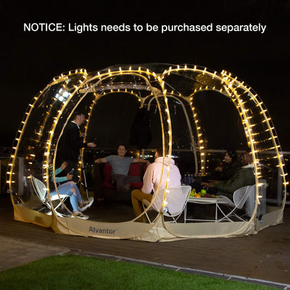 Alvantor® Pop Up Bubble Tent® - 15’ x 15’ Instant Igloo Tent® - 12-15 Person Screen House for Patios - Large Oversize Weather Proof Pod - Cold Protection Camping - Beige
