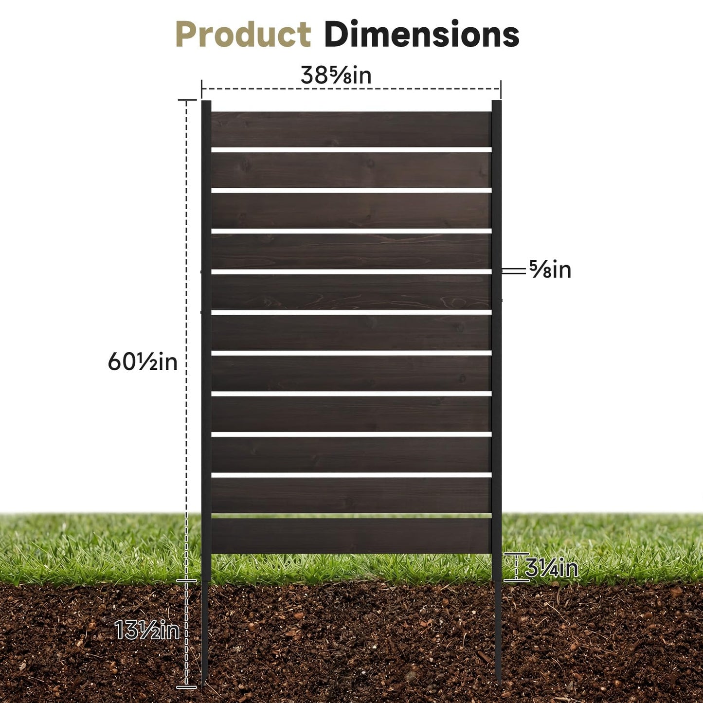 Wooden Privacy Fence, Outdoor Privacy Screen, Porch and Terrace Privacy Wall, Trash Can and Air Conditioner Concealment (Dark Brown)