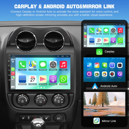 [4+64G] Android 13 Car Stereo for Jeep Compass Patriot 2010-2016 Support Wireless Carplay&Android Auto, 10.1 inch IPS Touchscreen Patriot Radio with GPS, WiFi, Bluetooth FM Radio