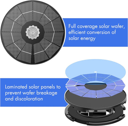 AISITIN Solar Fountain Pump - DIY Water Feature with 6 Nozzles & 3.9ft Cord for Bird Baths, Gardens, Ponds