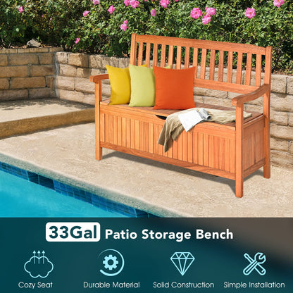 DORTALA 42'' Wooden Outdoor Storage Bench Large Deck Box, Entryway Storage Bench w/Inner Removable Dustproof Lining and Portable Handles for Patio Garden Balcony Yard Living Room