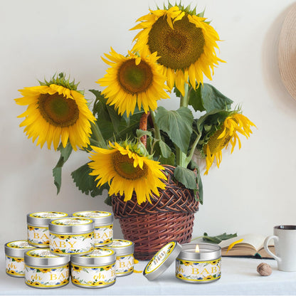 Funtery 12 Pcs Baby Shower Party Favors for Guests Baby Shower Candles Lavender Scented Candle Rustic Tealights Candles Gender Reveal Return Gifts(Sunflower)