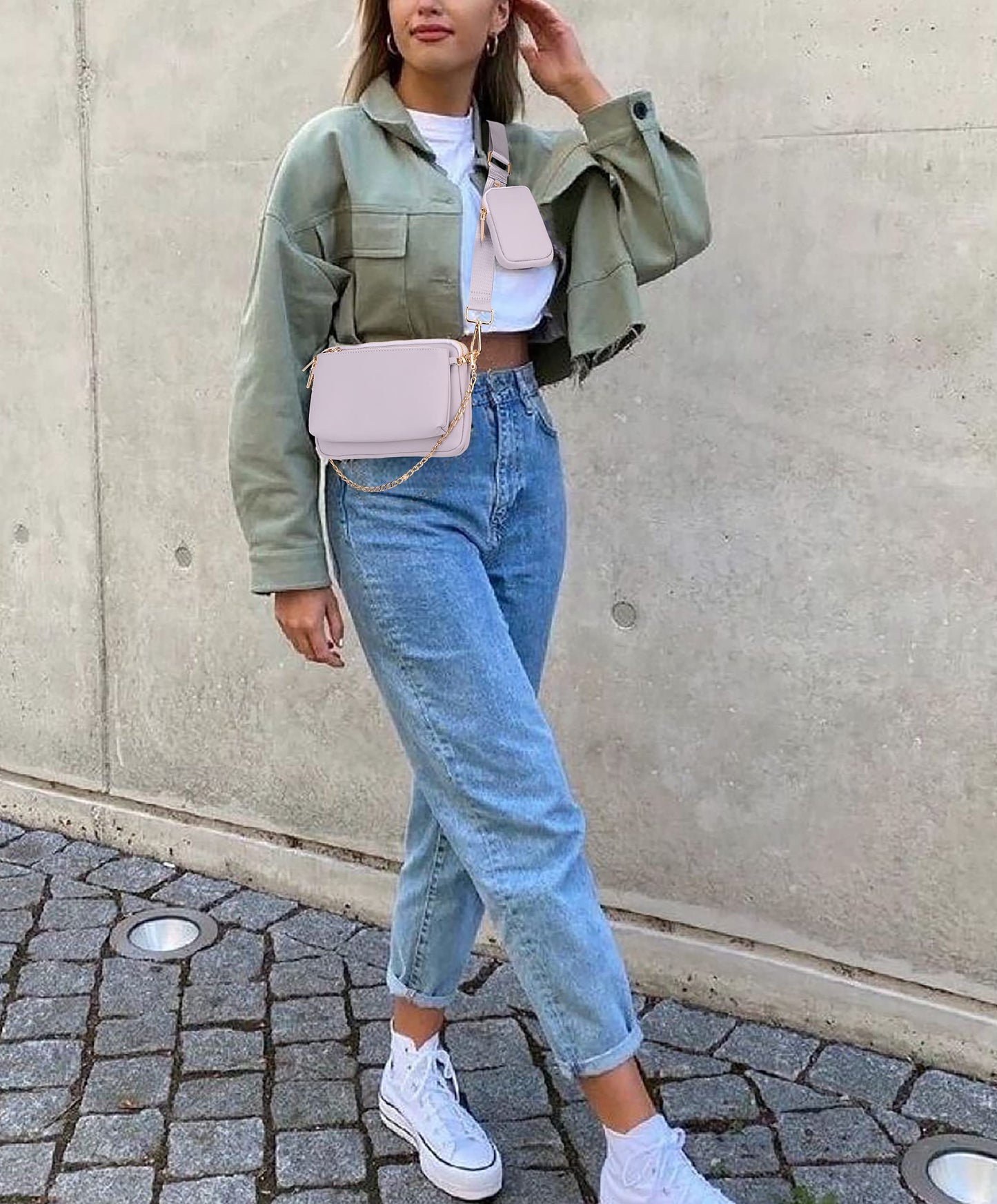 UTO Small Crossbody Bags for Women 3 in 1 Trendy Belt Purse Fashion Designer Mini Cute Sling Fanny Chest Pack