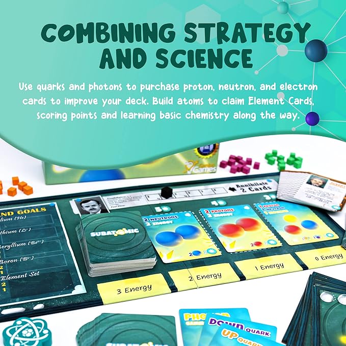 Subatomic: an Atom Building Game (2nd Edition) | A Chemistry Game About Elements Protons Neutrons and Electrons | Educational Science Board Games for Teens Adults Classrooms Schools and Family