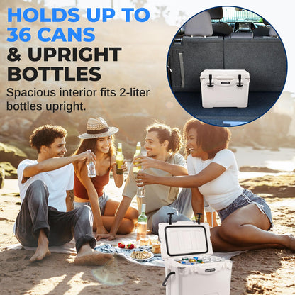 SereneLife Ultra-Tough 25 Quart Rotomolded Cooler Box, Holds Upto 36 Cans, Keeps Ice Up to 5 Days, Heavy-Duty Insulated Portable Ice Chest Box, Ideal for Travel, Camping, Beach, and Outdoor Adventures