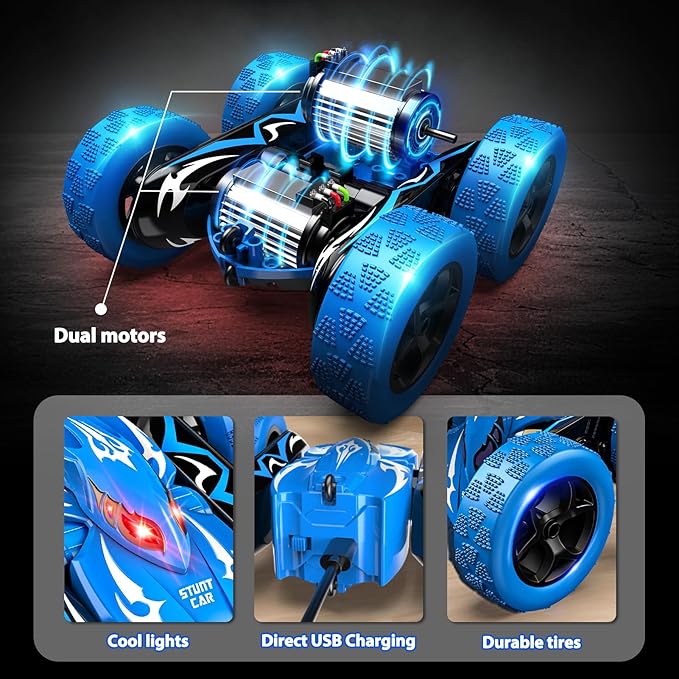 Remote Control Car 4WD 2.4GHz Fast RC Cars with Wheel Lights Toys for Age 3-12 Birthday Gifts Christmas Toys for 3-12 Year Olds Type-C Charging Rechargeable