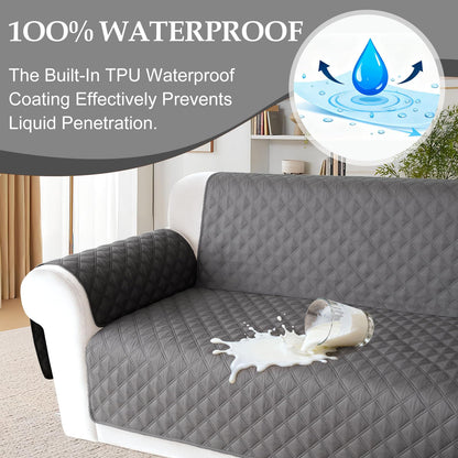 HDCAXKJ Waterproof Sectional Couch Cover L Shaped Sofa Covers Washable Corner Sectional Slipcovers Dog Pet Proof U Shape Furniture Protector with Upgraded Anti Slip Strips (XX-Large, Dark Grey)