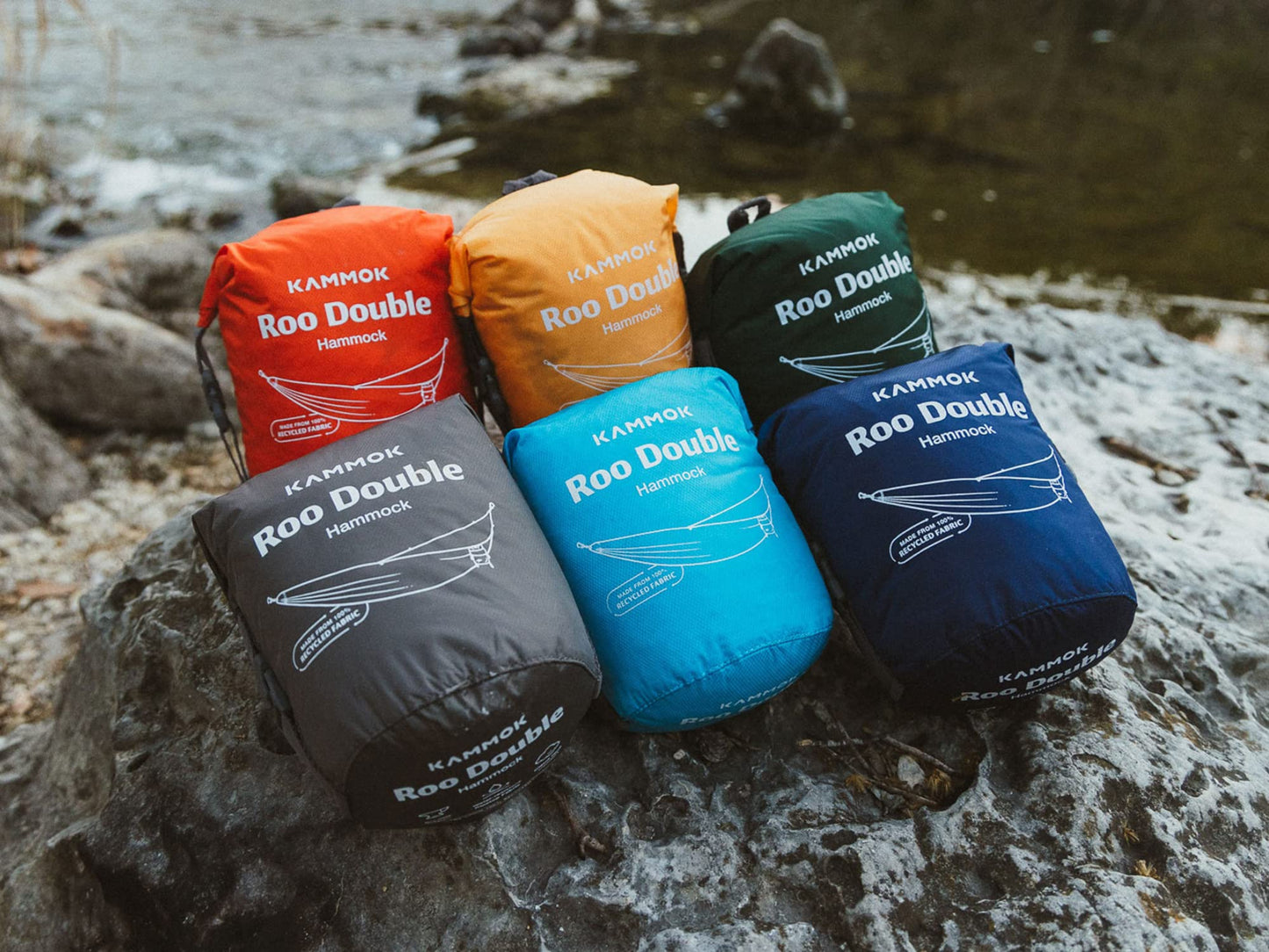 KAMMOK: Swiftlet Portable Stand & Roo Double Midnight Blue Hammock Set