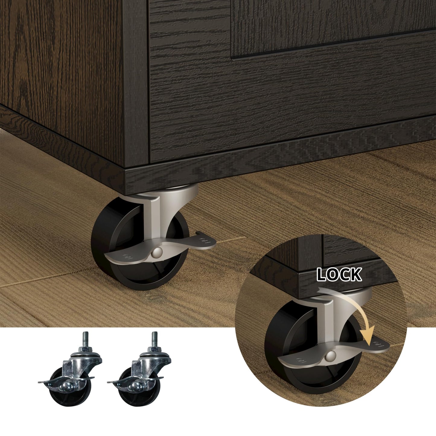 IRONCK Rolling Kitchen Island Table on Wheels with Drop Leaf, Storage Cabinet, Drawer, Spice/Towel Rack, Kitchen Cart, 47.25" Wide Black