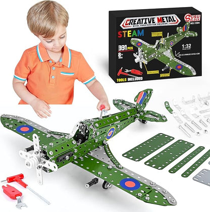 STEM Building Toys Model Airplane Kits for Boys 8-12Airplane Model Scale 1:32 Metal Building KitErector Sets Model Planes for Kids 8-12Best Airplane Gifts for Hurricane Fighter Fans