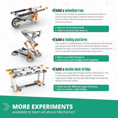 Engino STEM Toys Mechanics: Levers Linkages &amp Structures Engineering Kits for Kids 9+ Gifts for Boys &amp Girls Educational Building Toys Fun Kids Activities (16 Model Options)