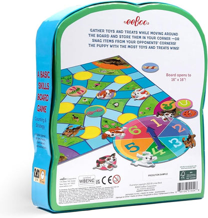 eeBoo: Puppy Fuffle - A Game of Counting &amp Simple Strategy Kids Spinner Board Game Collect Toys &amp Treats Preschool Ages 4+ 2-4 Players 15-25 Min