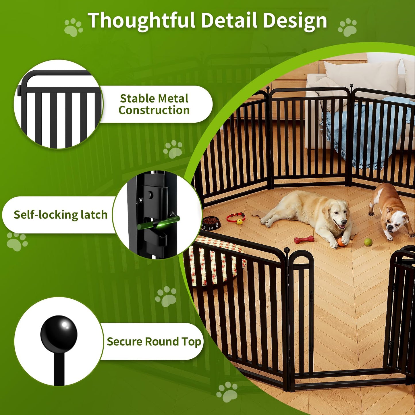 Heavy Duty Tube Dog Playpens,Dog playpen Outdoor for Large Dogs,Puppy Play Pen for Indoors,40" H 8 Panels