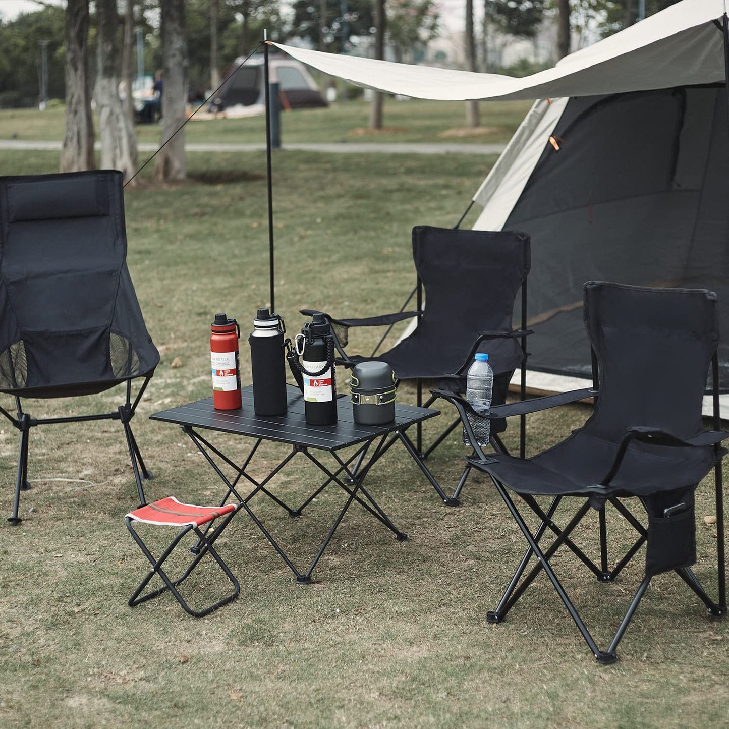 Damei century Folding Camping Chairs- Lightweight, Portable Chair for Beach, Lawn, Outdoor Sports, 2PCS Black