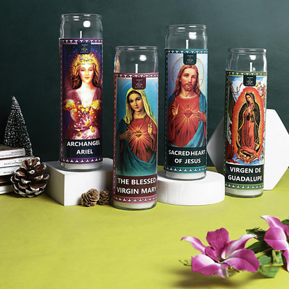 Welburn Veda&Co™ Prayer Candles - Pack of 4, 90 Hours Burn Time Smokeless Unscented Glass Pillar Candle 100% Refined Paraffin Wax, Religious, Memorial, Christmas Vigil, Wedding Home Decor, Emergencies