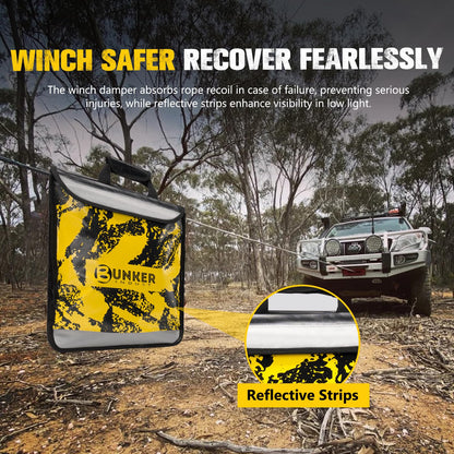 BUNKER INDUST Off Road Recovery Kit, Includes 30ft+10ft Tow Strap, Snatch Block, D-Ring Shackles, Shackle Receiver, Gloves, Winch Dampener Bag, 4x4 Recovery Gear for for Trucks, SUVs, ATVs