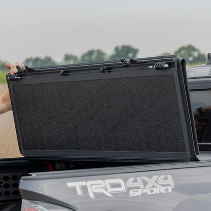 Rough Country Hard Low-Profile Tri-Fold Tonneau Cover for Toyota Tacoma (2016–2023) - Low-Profile Aluminum Truck Bed Cover, Fits 6' Bed (72.5")