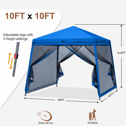 MASTERCANOPY Pop Up Gazebo Canopy with Mosquito Netting (10x10, Blue)