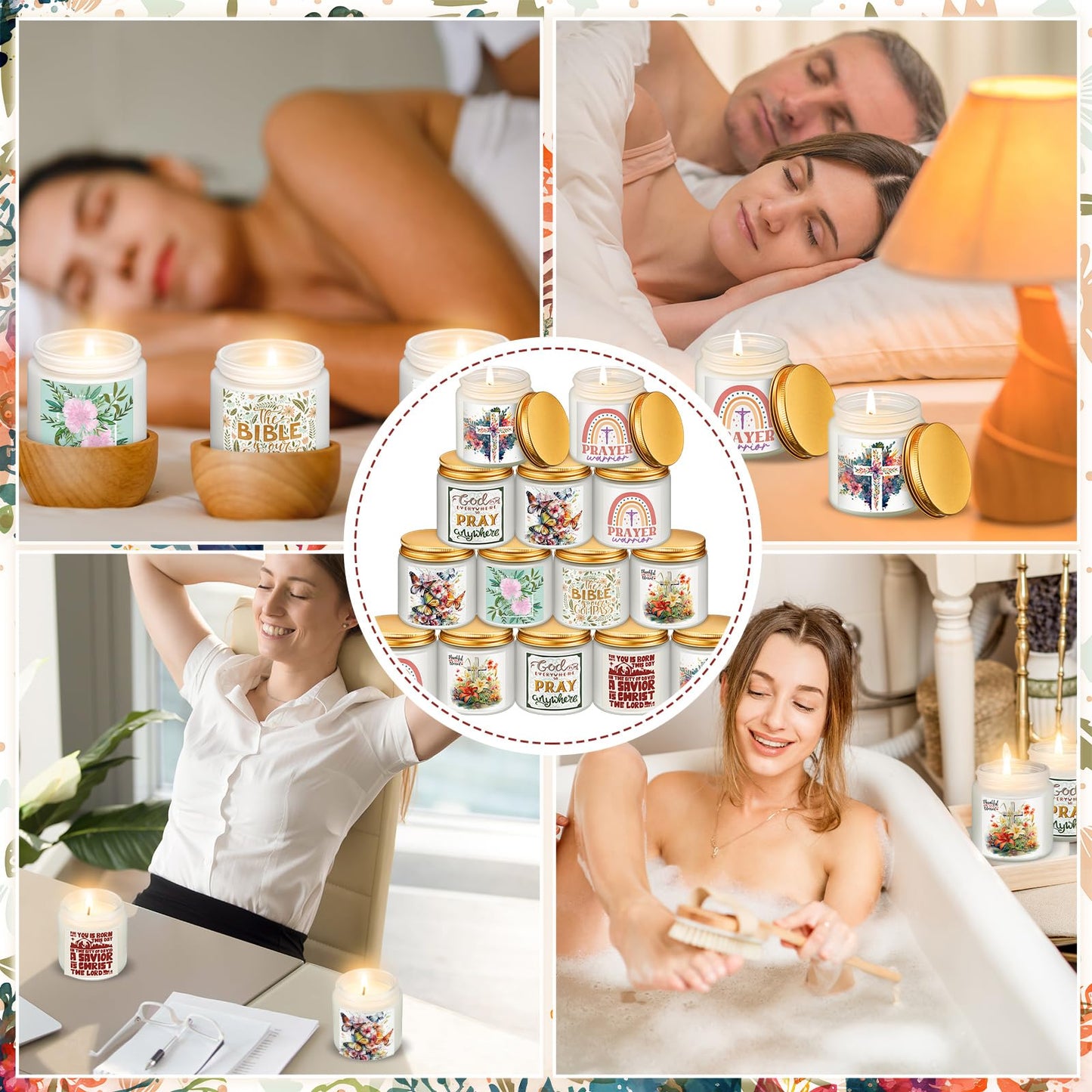 MTLEE 24 Pcs Christian Gifts for Women Bulk Lent with Catholic Bible Verses Religious Faith Jar Scented Candles for Church Coworkers Employees Teachers Nurse Healthcare Worker(White)
