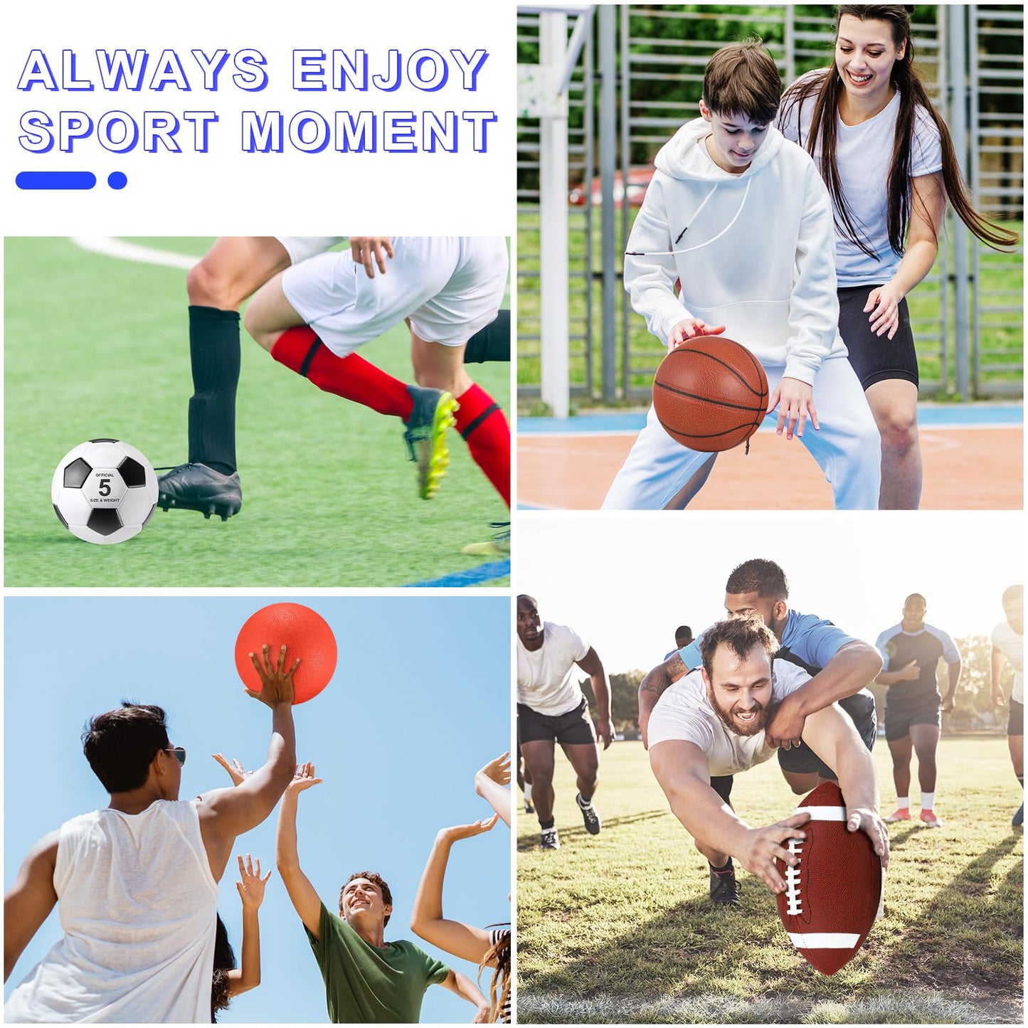 HyDren 36 Pcs Sports Balls Set for Teen Adult, Multi Sport Training Equipment with Official Size Basketball Soccer Ball Football Playground Ball with Pump and Carry Bag Back to School Sports Gift