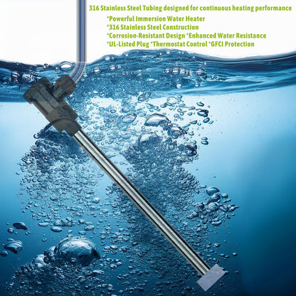 LINGLONGTEMP 2000W Submersible Hot Tub & Pool Portable Electric immersion Water Heater with Temp Control, GFCI for Swimming Pool, Pond, Bathtub, inflatable pool, Baptismal, above ground pool & Spa tub
