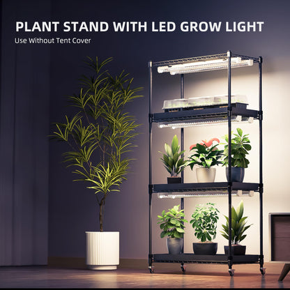 Spider Farmer 2026 Plant Stand with Grow Lights, 4-Tier Plant Shelf with 6Pcs 2ft Full Spectrum LED Lamp and Grow Tent, for Veg Seed Starting Plants Growth Greenhouse 28Lx14Dx59H (Update)