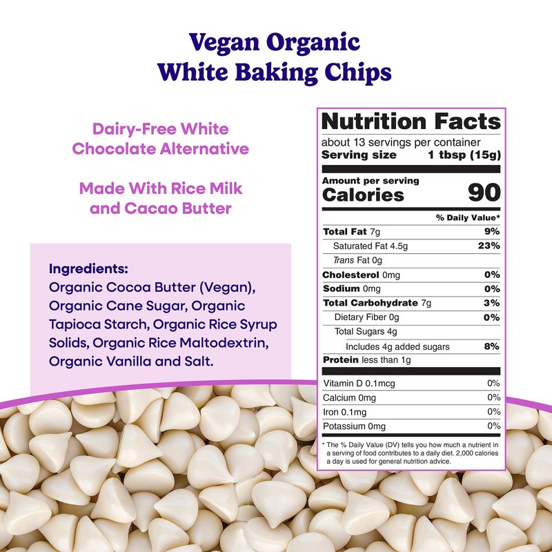 Pascha, Organic White Rice Chocolate Baking Chips, 7.1 Ounce