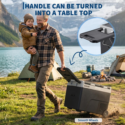 Garvee 40QT(38L) Car Refrigerator,12/24V DC & 100-240V AC Compressor Electric Cooler,Dual Zone,APP Control,-4℉-68℉,Portable Refrigerator with Wheels for Outdoor Camping,Travel Vehicles Home Use