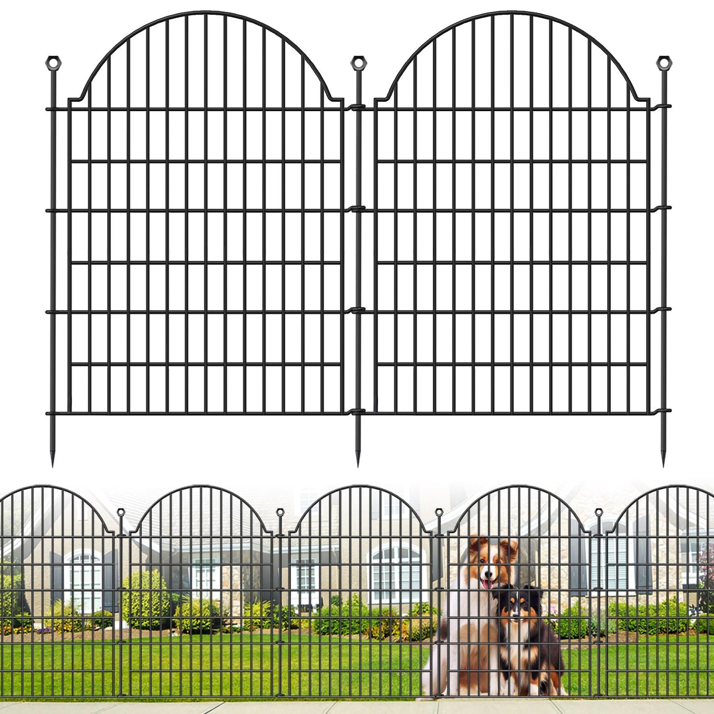 10 Panels No Dig Decorative Garden Fence for Yard, 40in (H) x 23.6ft (L) Rustproof Metal Wire Temporary Dog Fence, Animal Barrier Fencing Patio Panel Border with Temporary Ground Stakes