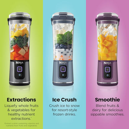 Ninja Blast Portable Blender - Cordless 18oz Personal Blender for Smoothies & Shakes | BPA Free, USB-C Rechargeable, Metallic Black