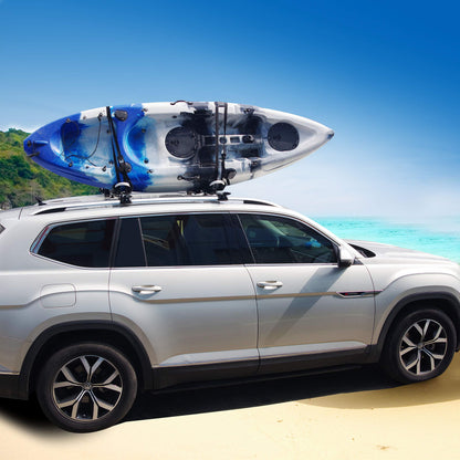 ARTIPOLY Kayak Roof Rack for 2 Kayaks, 4-in-1 Multifunction Bilateral Kayak & Canoe Car Racks J-Bar with Paddle Holder for Easy Mount Kayak/Surf/Ski/Canoe/SUP on SUV, Car and Truck Crossbar