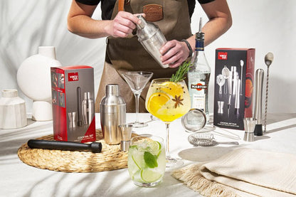Vacu Vin Cocktail Set Plus – 7-Piece Bartender Kit with Stainless Steel Tools – Includes Shaker, Jigger, Muddler, Strainer, Pourer, Sieve, and Bar Spoon – Dishwasher Safe Home Bar Set